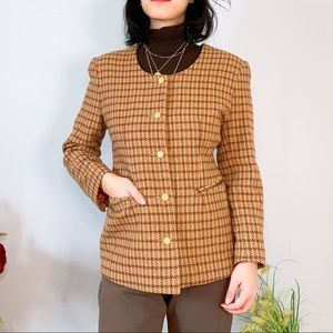 Vintage Houndstooth Blazer In Medium